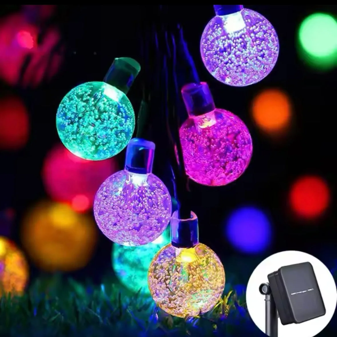 Solar String Lights, 1 Pack Outdoor String Light 50 LED 5 Meter Waterproof Solar Powered Christmas - Colorful light β photo 10