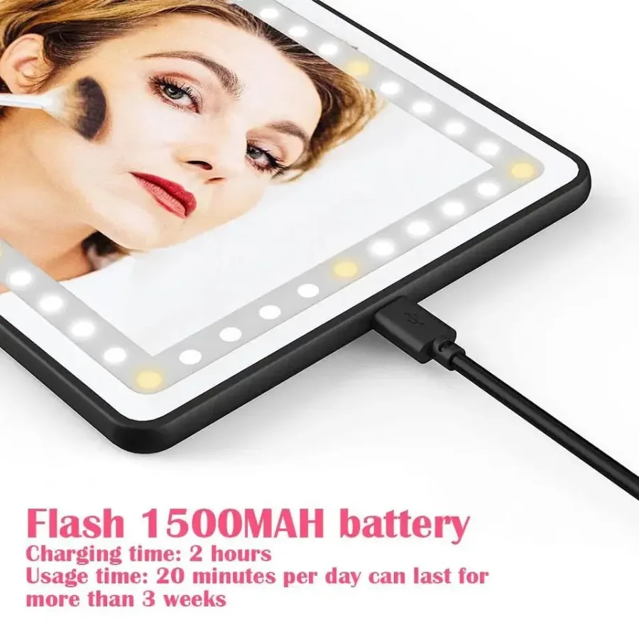 Car Mirror Vanity Led Rechargeable 3 Color - Pink β photo 7