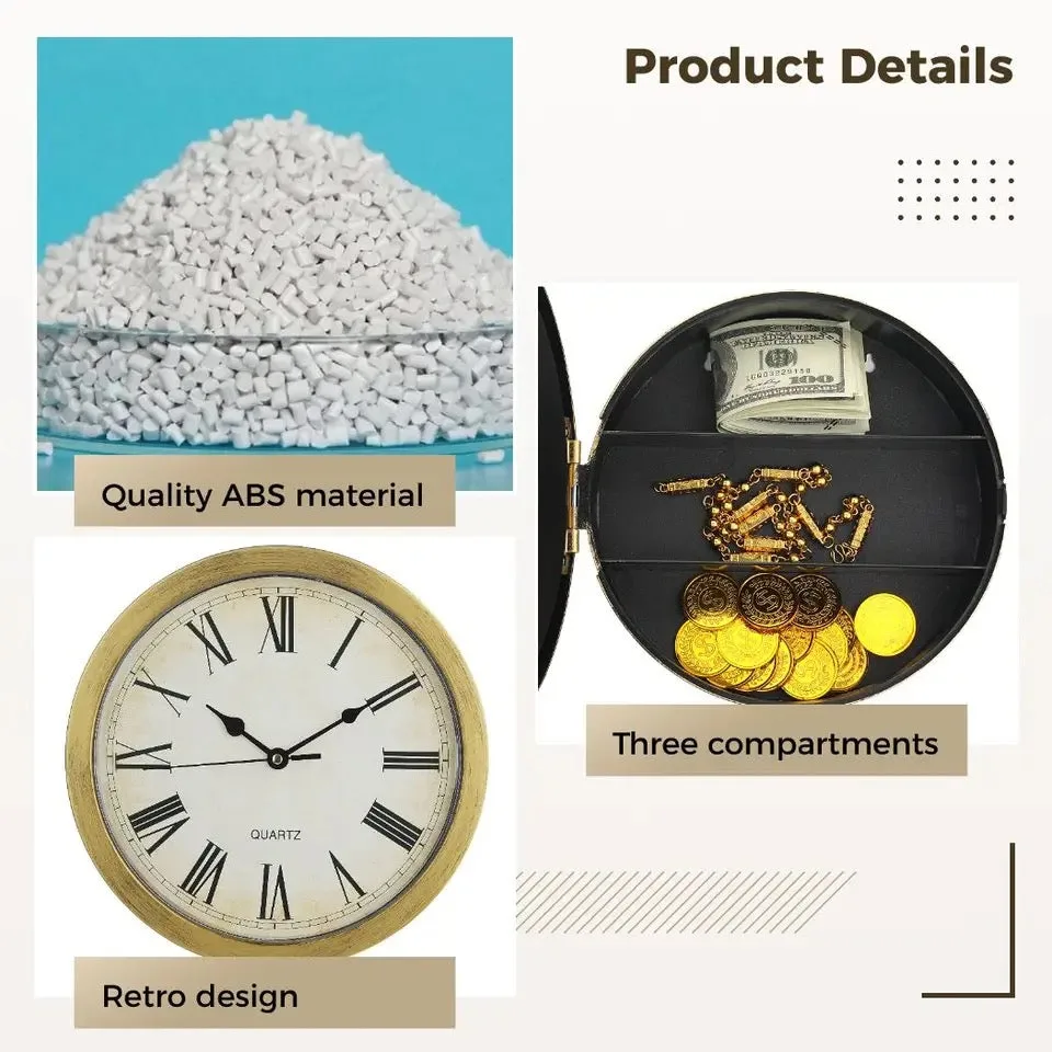 Hidden Clock Safe Gold Or Silver Color Retro Round Wall clock - Silver β photo 4