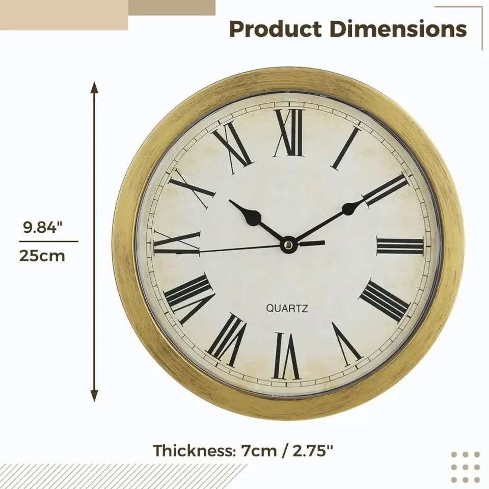 Hidden Clock Safe Gold Or Silver Color Retro Round Wall clock - Silver — photo 6