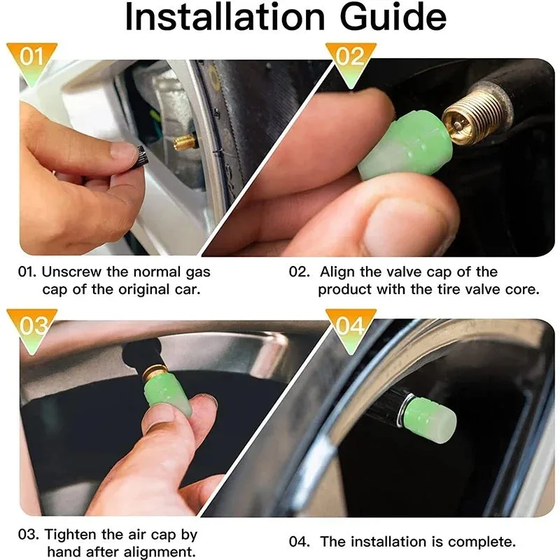4 Pieces Car Luminous Wheel Tire Valve Led Decor - Yellow β photo 4