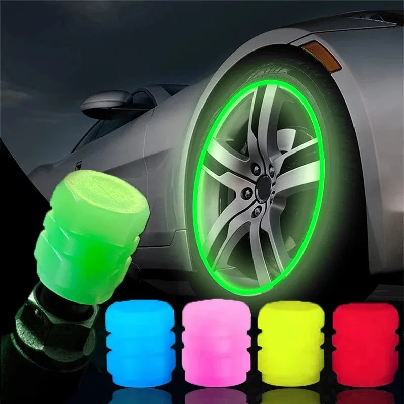 4 Pieces Car Luminous Wheel Tire Valve Led Decor - Yellow
