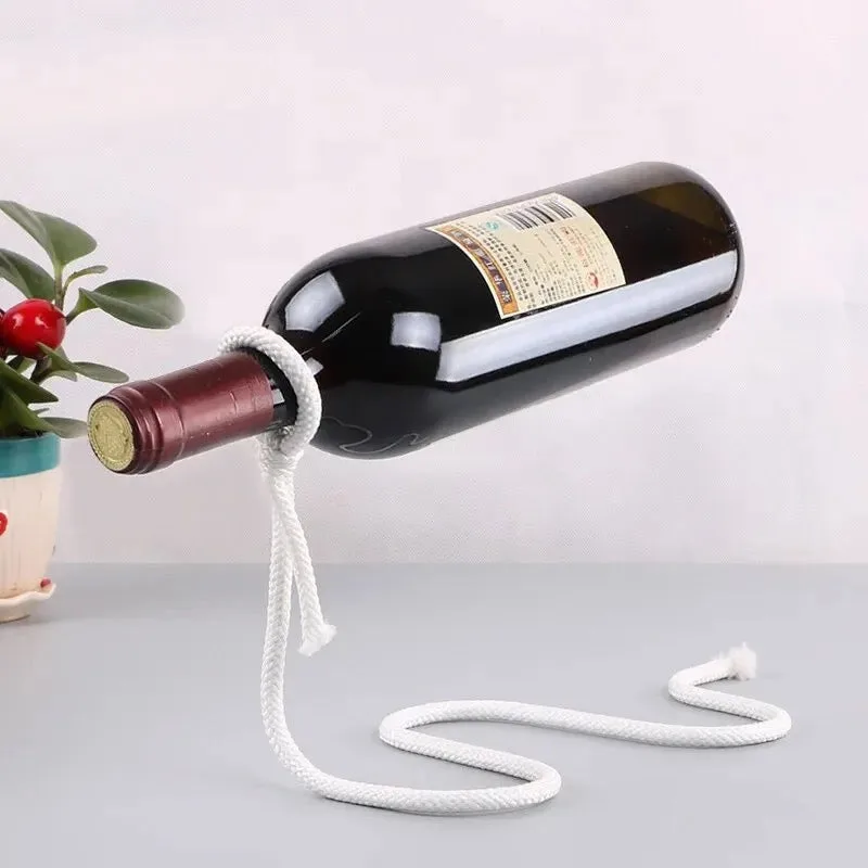 Wine Holder White Rope Or Metail Chain - Silver Chain