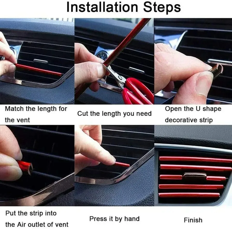 10pcs Car Air Conditioner Grill Decoration Strips Ac - Gold β photo 3