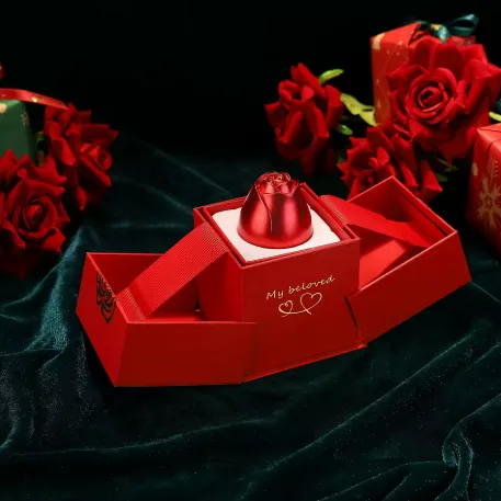Necklace With Rose Box With Free Bag, I Love You In 100 Languages - Golden heart necklace β photo 2