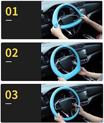Universal Solid Color Anti-slip Silicone Car Steering Wheel Protective Cover - Beige — photo 7