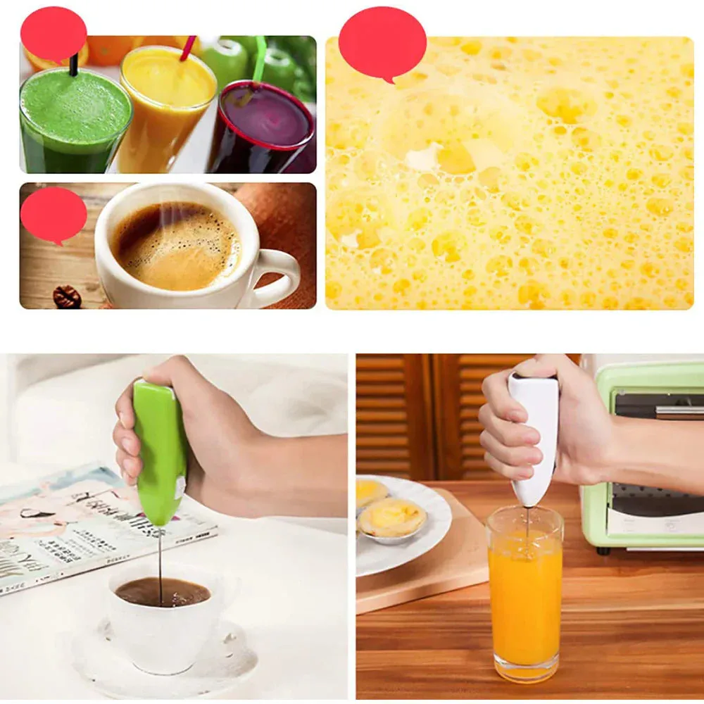 Handheld Electric Coffee Mixer Stirrer Milk Frother - Green — photo 3