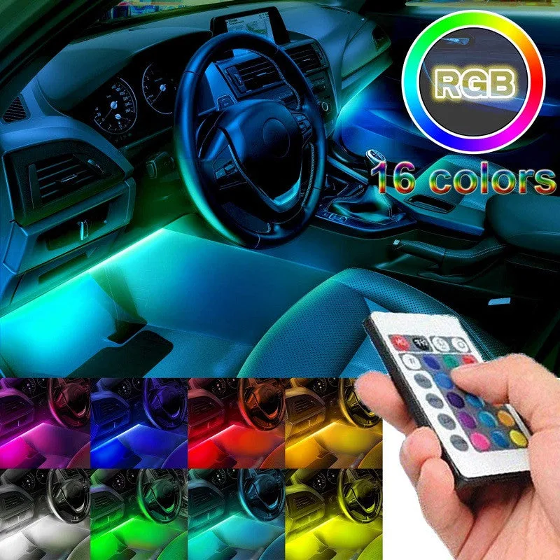 Car Rgb 4 Pcs Waterproof Led Light Strip Remote Or Bluetooth Control - Usb Input + Bluetooth Phone Control — photo 3