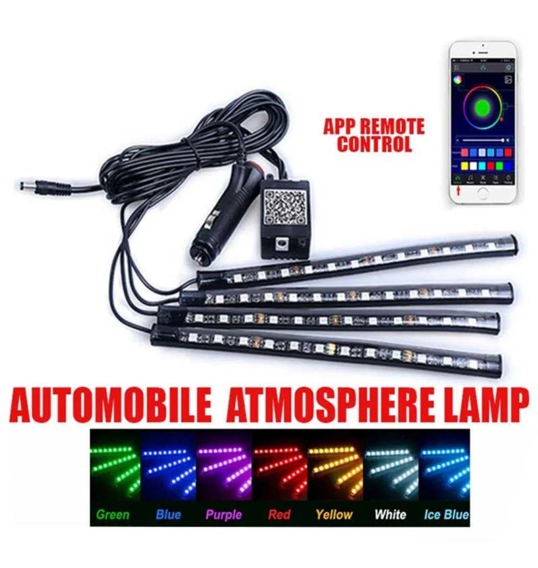 Car Rgb 4 Pcs Waterproof Led Light Strip Remote Or Bluetooth Control - Usb Input + Bluetooth Phone Control — photo 6