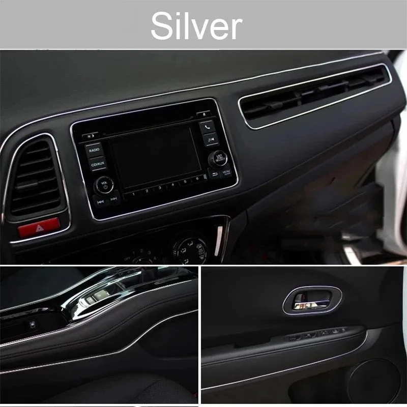 5 Meter Car Interior & Exterior Decoration Trim Strip line Dashboard - Silver