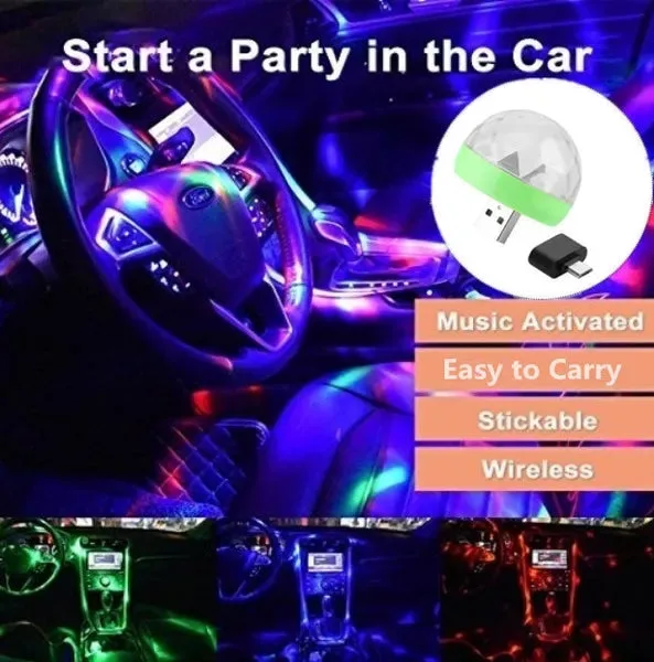 Car LED Light Small Magic Ball Lamp Crystal RGB LED 4W Sound Control Disco Party Music for Android - Without Music Control — photo 3