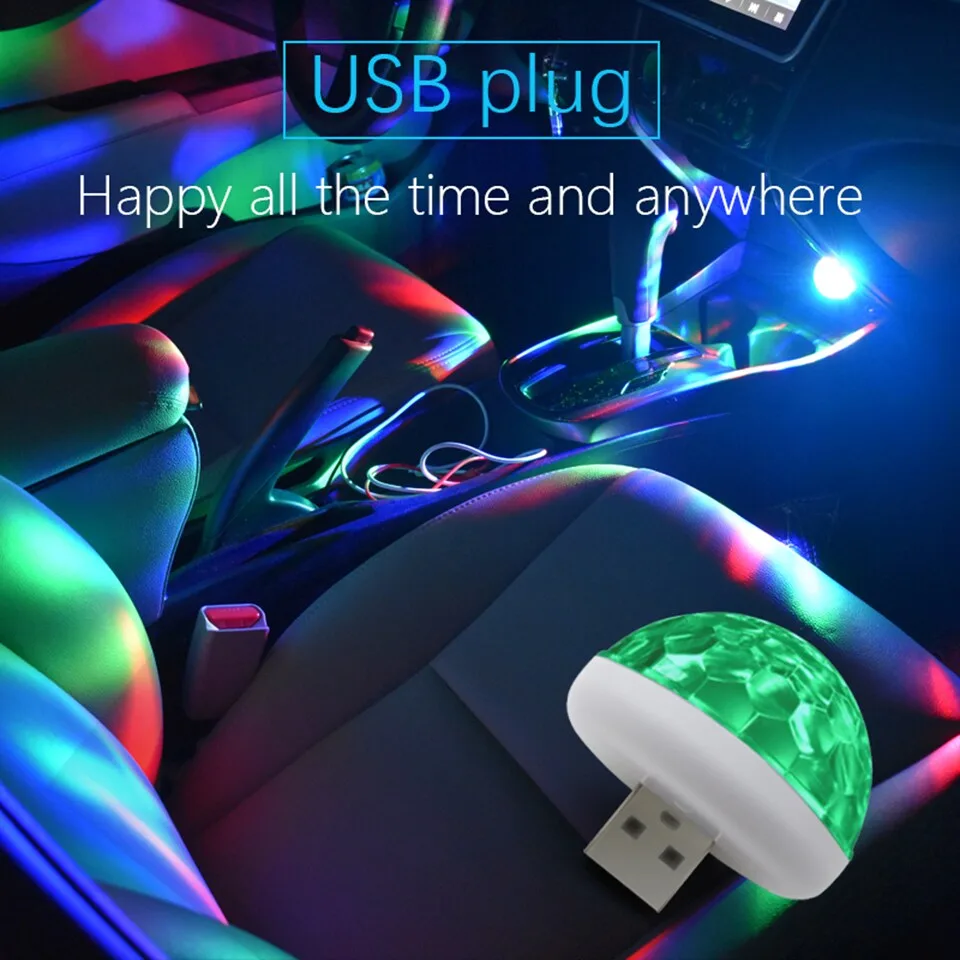 Car LED Light Small Magic Ball Lamp Crystal RGB LED 4W Sound Control Disco Party Music for Android - Without Music Control — photo 4