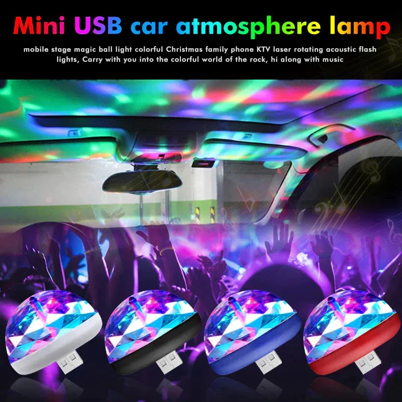 Car LED Light Small Magic Ball Lamp Crystal RGB LED 4W Sound Control Disco Party Music for Android - Without Music Control β photo 5