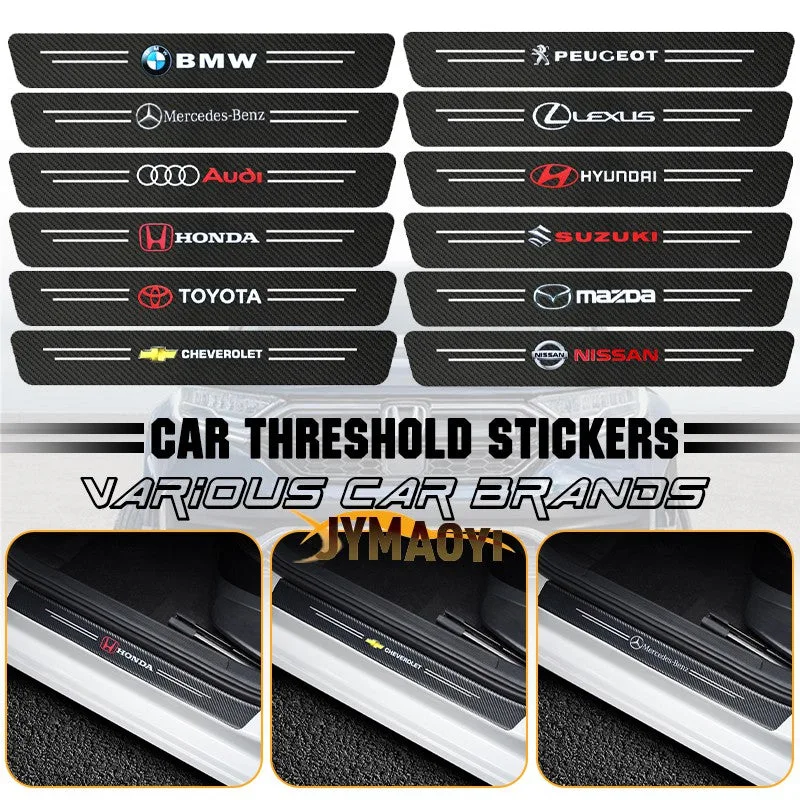 4 Pcs Car Door Logo Stickers Carbon Fiber - Peugeot