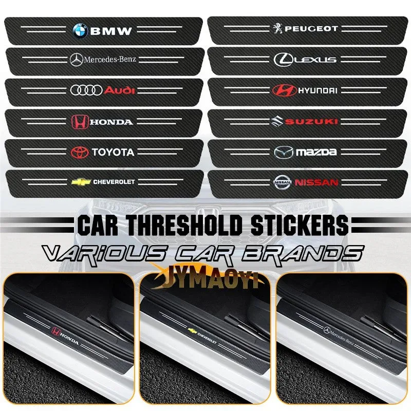 4 Pcs Car Door Logo Stickers Carbon Fiber - Renault