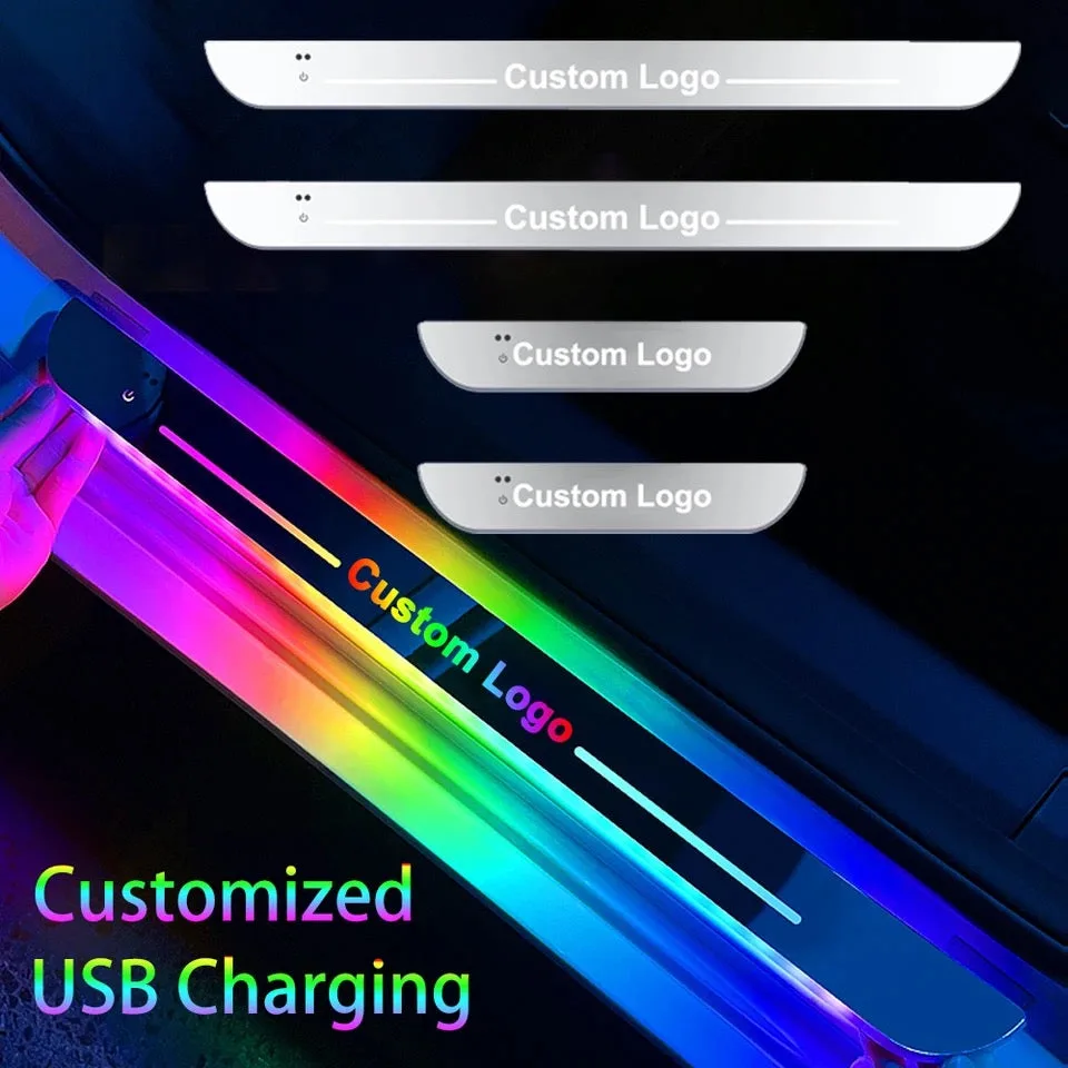 4 Pieces Car Door Logo Led Moving Door Scuff USB - Nissan