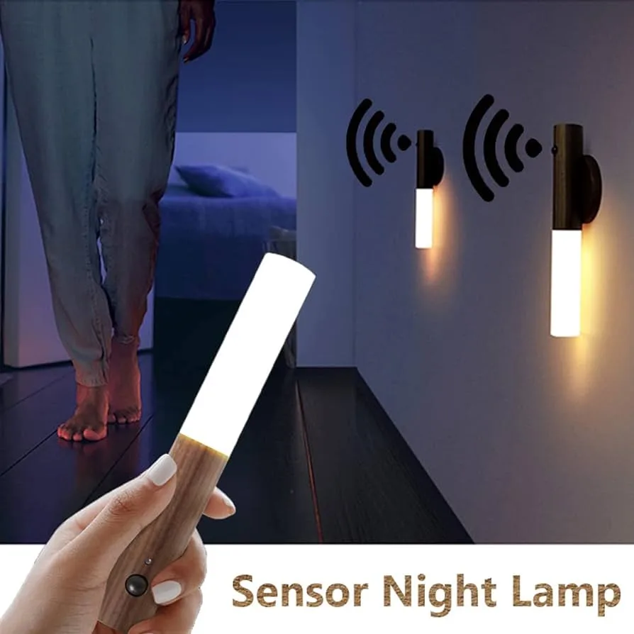 Rechargeable Led Light Motion Sensor Magnetic Wood Wall Light - 2 Pieces β photo 5