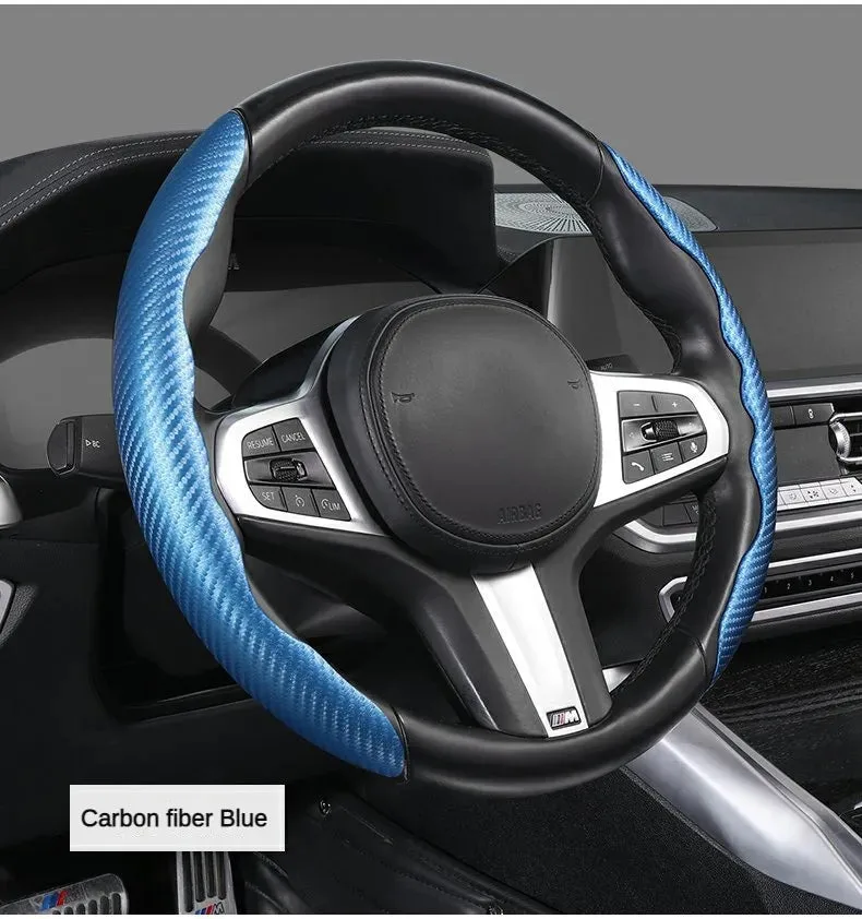 Car carbon fiber steering wheel cover non slip - White β photo 6