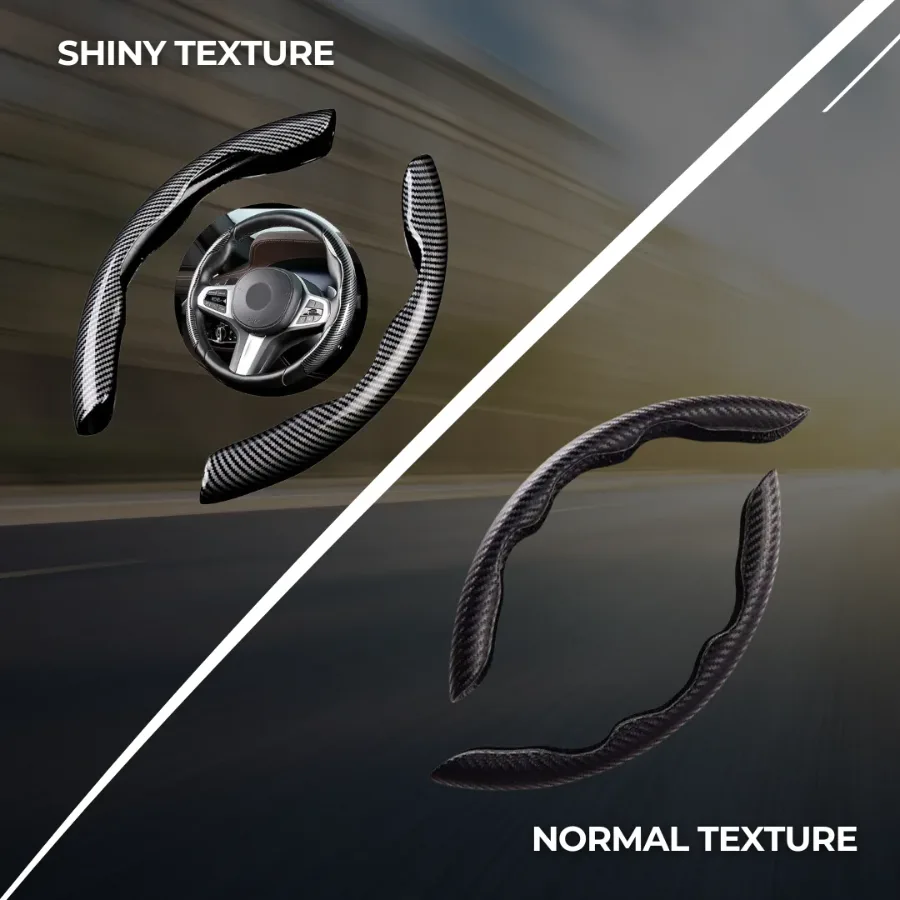 Car carbon fiber steering wheel cover non slip - White — photo 9