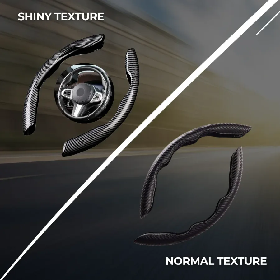 Car carbon fiber steering wheel cover non slip - Red — photo 8