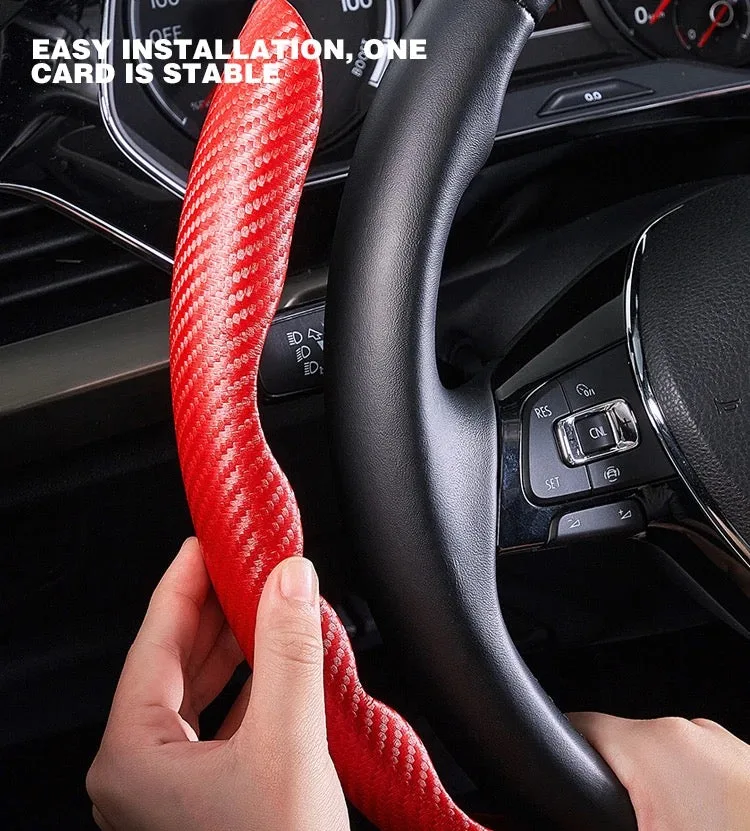 Car carbon fiber steering wheel cover non slip - Blue β photo 2