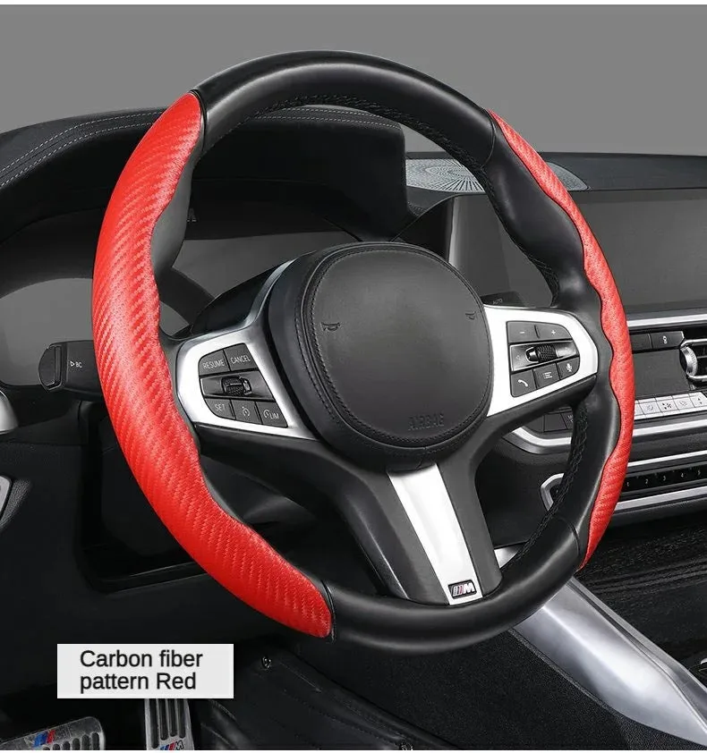 Car carbon fiber steering wheel cover non slip - Shiny Blue β photo 7