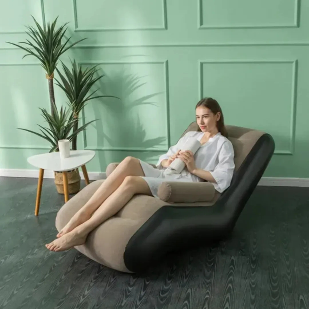 Lazy Inflatable Sofa, S-shaped Sofa - Brown Grey — photo 3