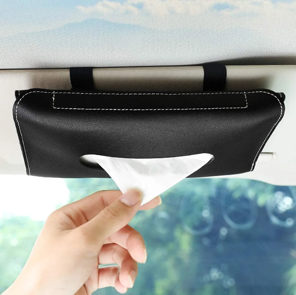 Car Tissue Holder, Sun Visor Napkin Holder - Black Carbon Fiber — photo 8