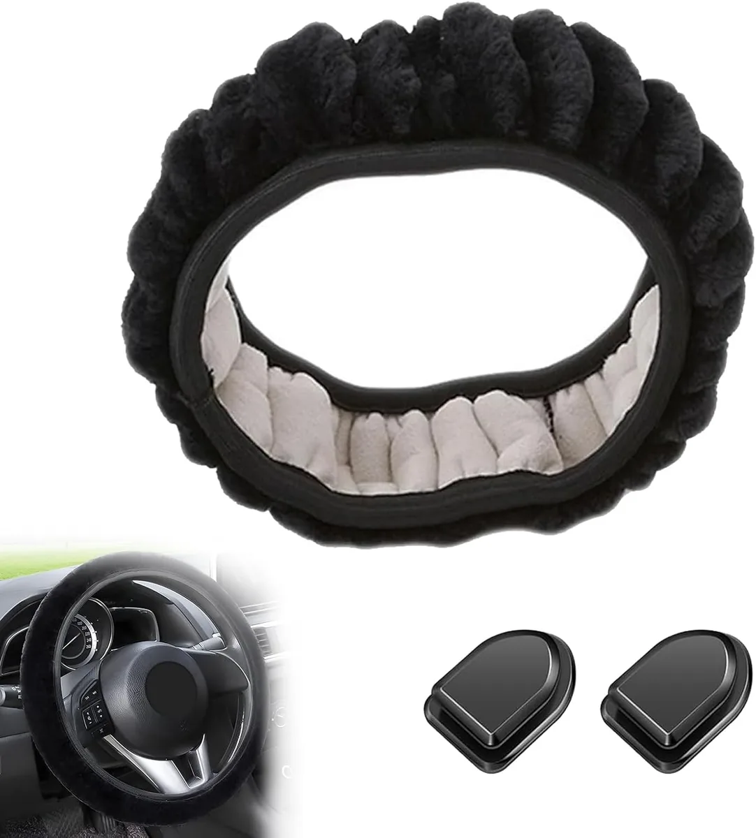 Plush Steering Wheel Cover - Panda β photo 3