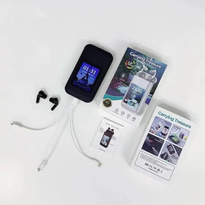 TWS Earphones with 2.8 inch HD Touch Screen With Power Bank pods - white β photo 3