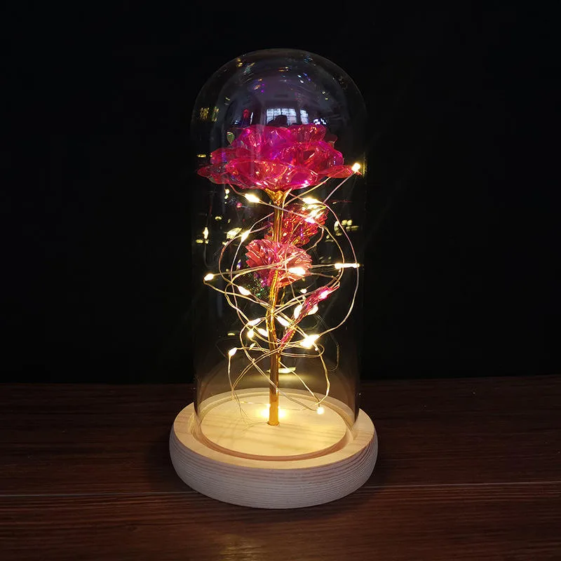 Playe gold zinc alloy flower red rose love gift - Red
