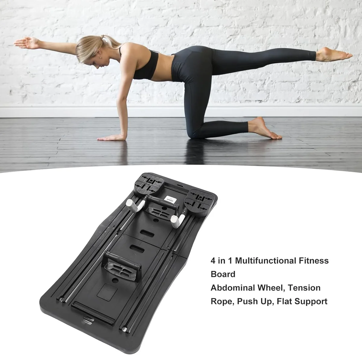 Foldable Pilates Reformer Machine – Multifunctional Home Fitness Board with Ab Roller - Black — photo 6
