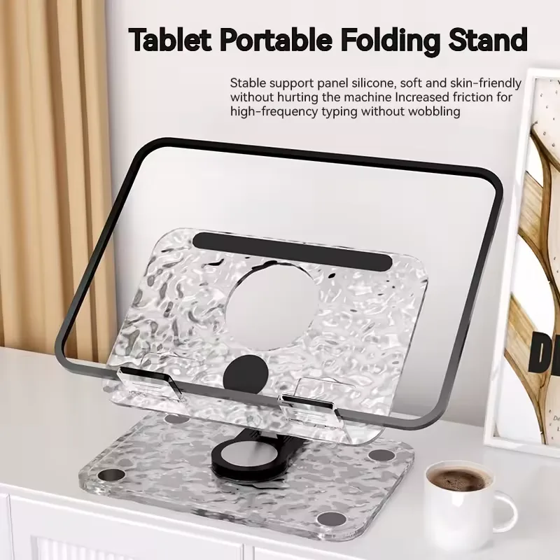 Foldable Tablet Stand for iPad Pro, Portable Stand, 360° Rotation, Acrylic Desktop Stand, Samsung Tablet, Laptop Stand. - Pink — photo 3