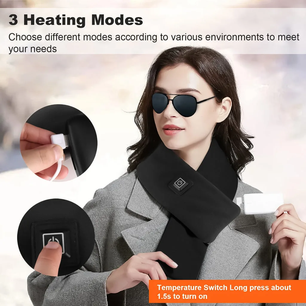 Electric Heated Scarf - Pro Electric Heated Scarf with 3 Heating Levels USB Rechargeable Heating Scarf - Brown β photo 2