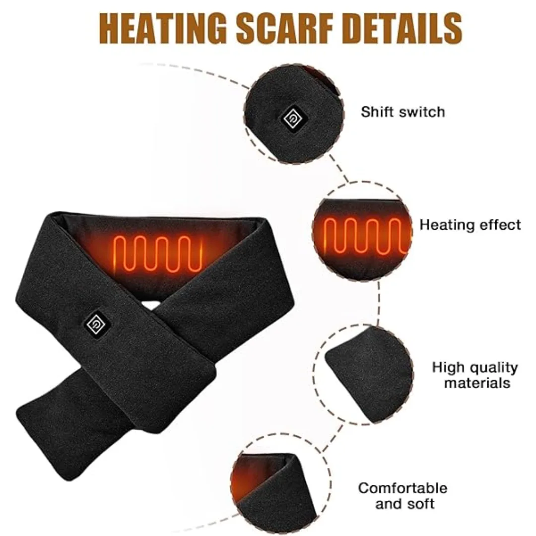 Electric Heated Scarf - Pro Electric Heated Scarf with 3 Heating Levels USB Rechargeable Heating Scarf - Brown — photo 5