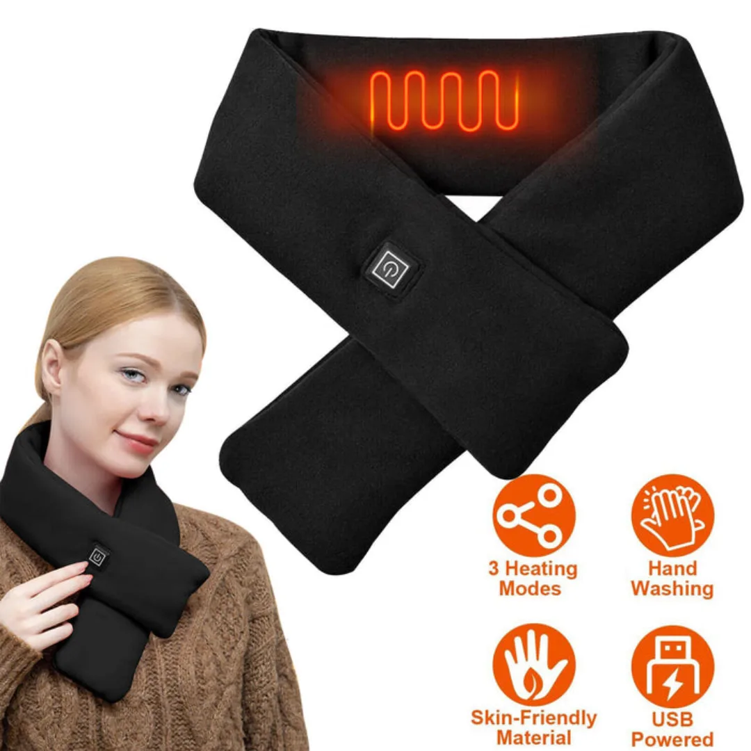 Electric Heated Scarf - Pro Electric Heated Scarf with 3 Heating Levels USB Rechargeable Heating Scarf - Brown