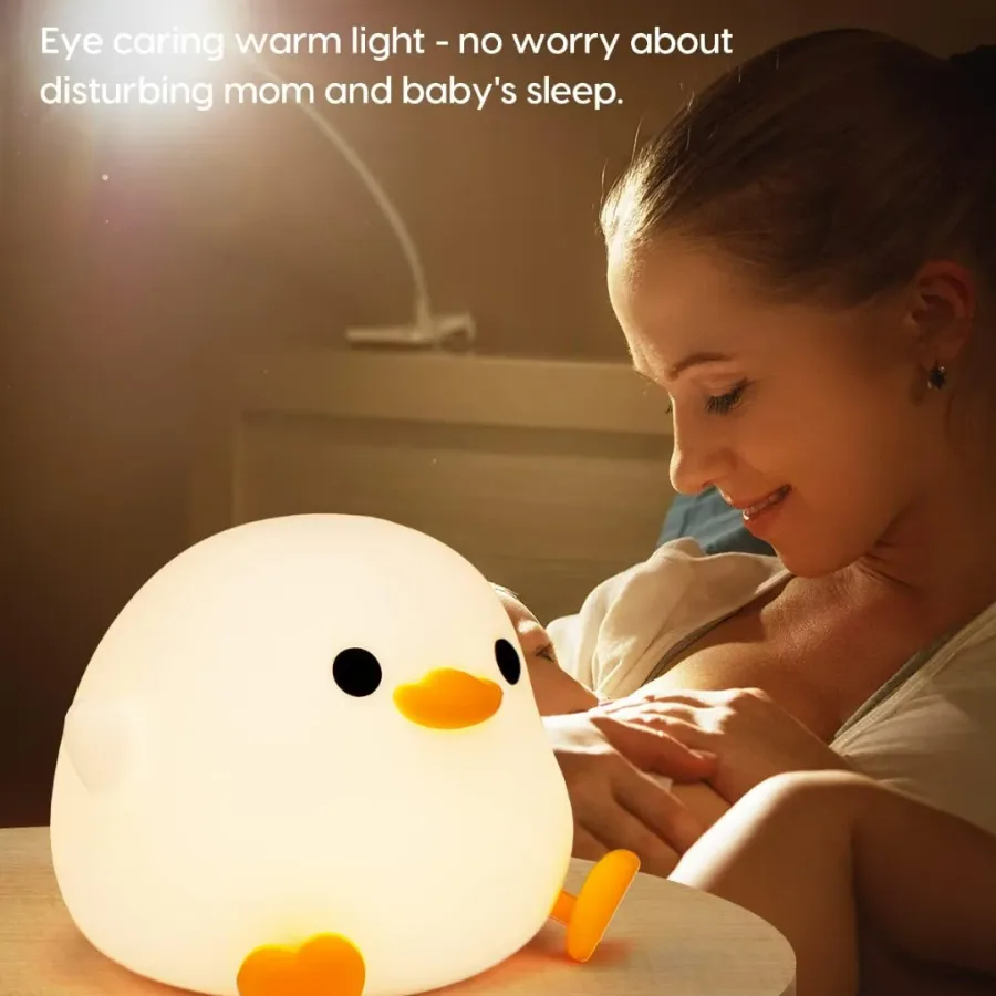 Night Light, Duck Lamp, Silicone Dimmable Nursery Nightlight, Rechargeable LED Bedside Lamp - Duck-1 — photo 8
