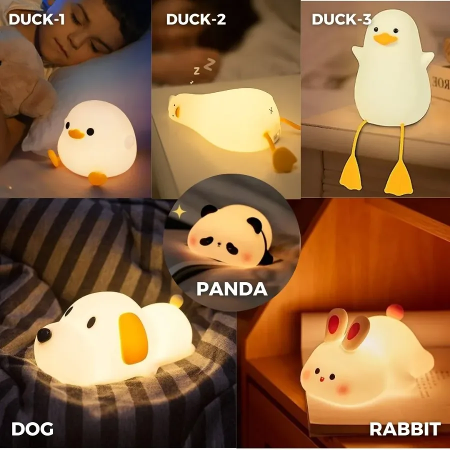 Night Light, Duck Lamp, Silicone Dimmable Nursery Nightlight, Rechargeable LED Bedside Lamp - Duck-1