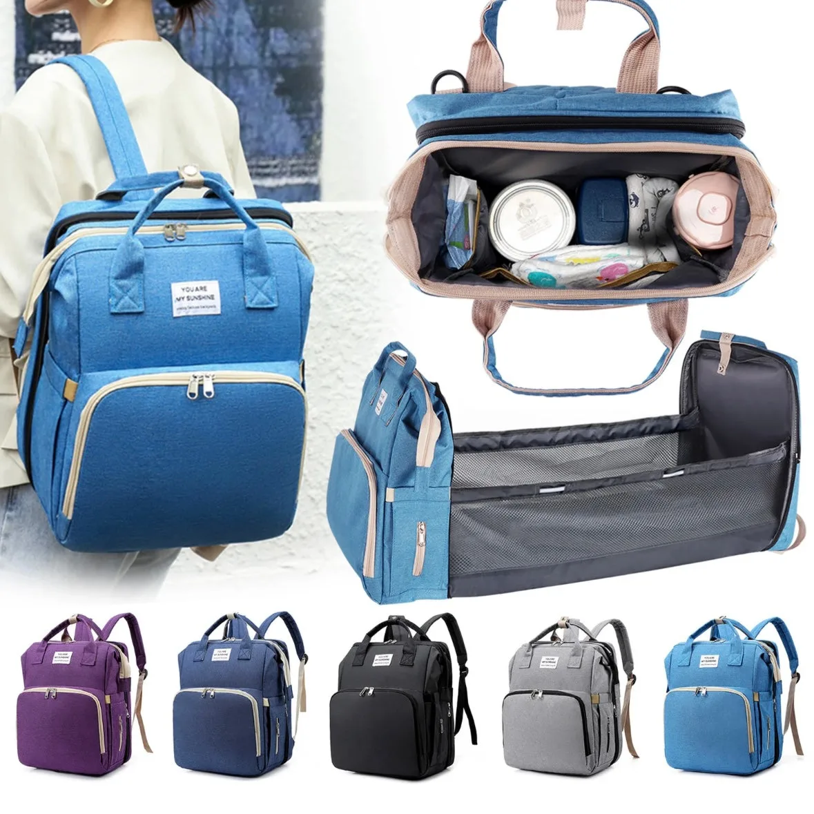 Multi-Functional Diaper Bag Backpack Travel Baby Nursing Bag Large Capacity Mommy Bag - Bordeaux β photo 2