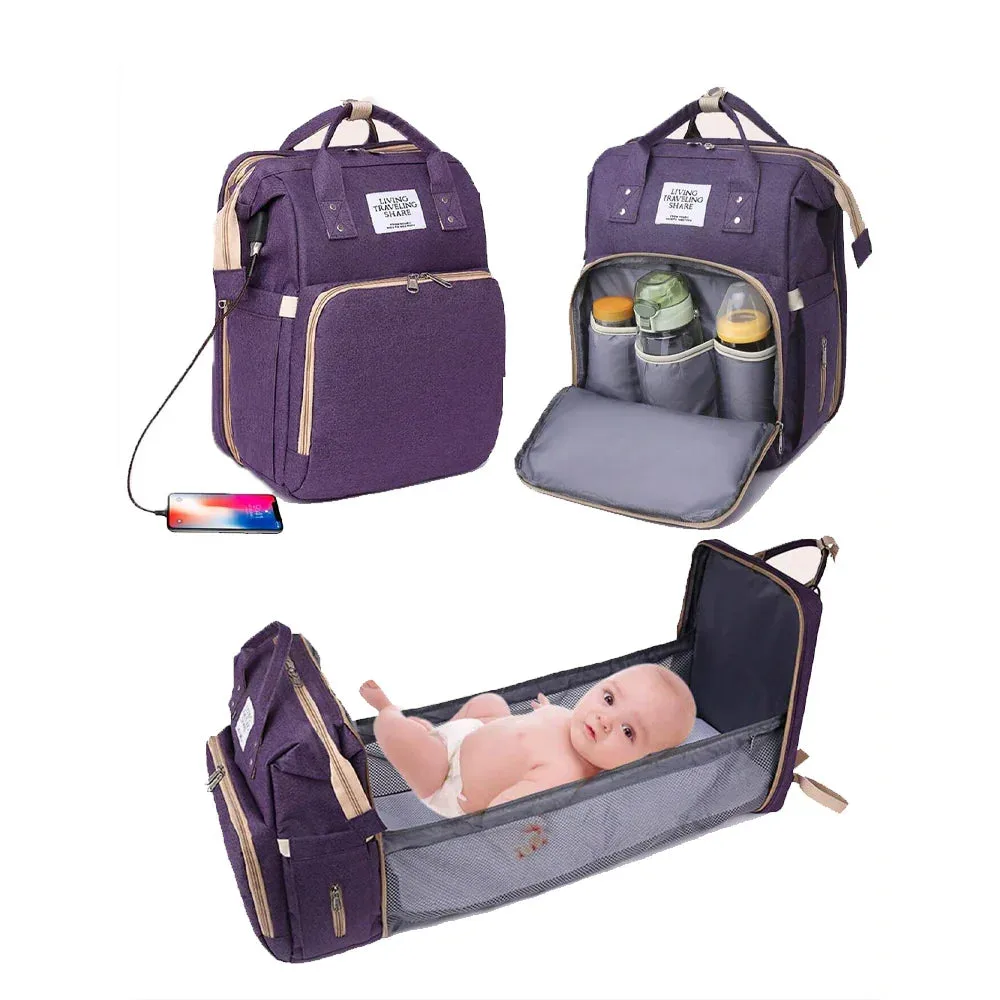 Multi-Functional Diaper Bag Backpack Travel Baby Nursing Bag Large Capacity Mommy Bag - Bordeaux — photo 5