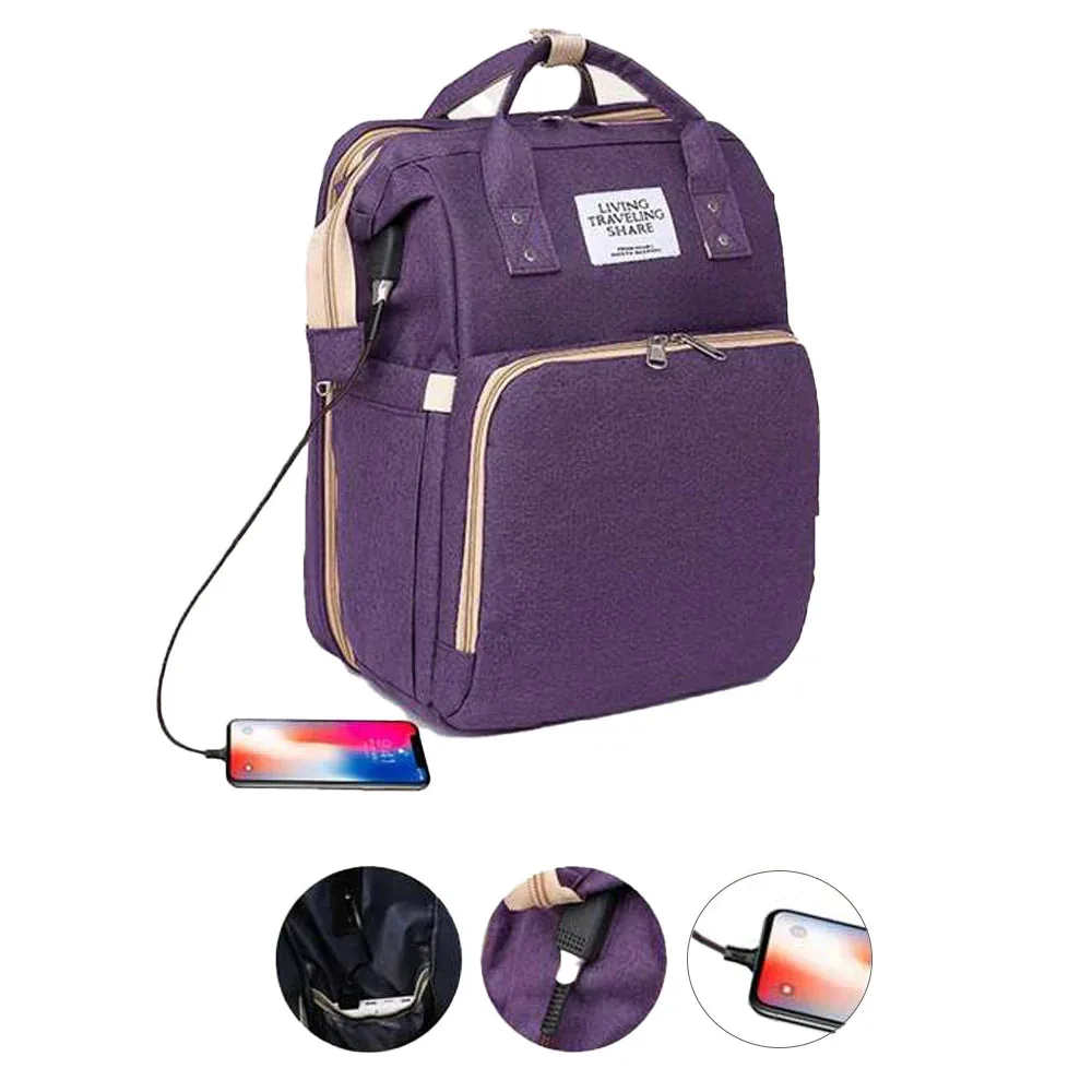 Multi-Functional Diaper Bag Backpack Travel Baby Nursing Bag Large Capacity Mommy Bag - Bordeaux — photo 8