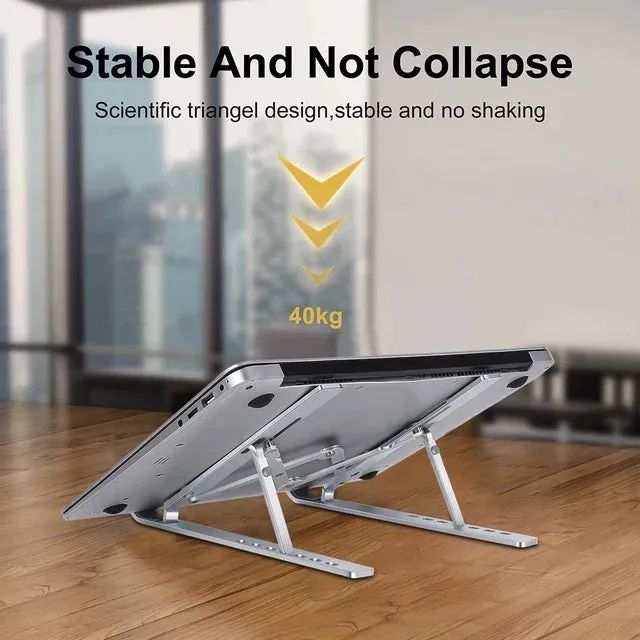 Great Quality Aluminum Adjustable Portable Laptop Stand - Silver — photo 3