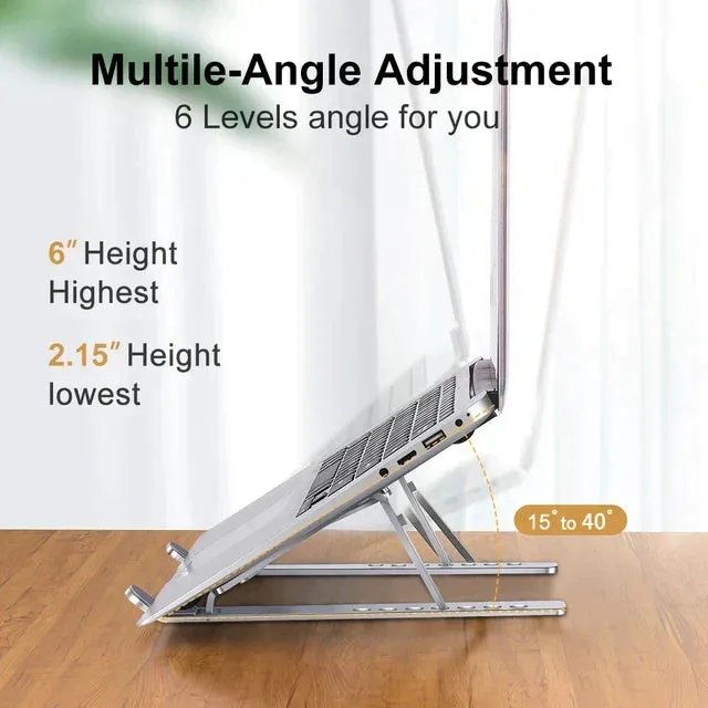 Great Quality Aluminum Adjustable Portable Laptop Stand - Silver β photo 7