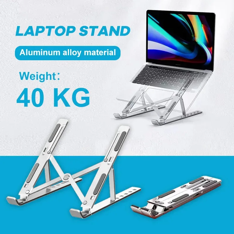 Great Quality Aluminum Adjustable Portable Laptop Stand - Silver