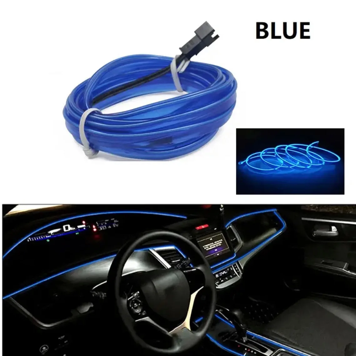 3 Meter Car Interior Led Strip Optic Fiber - Red Cigarette + Input — photo 6