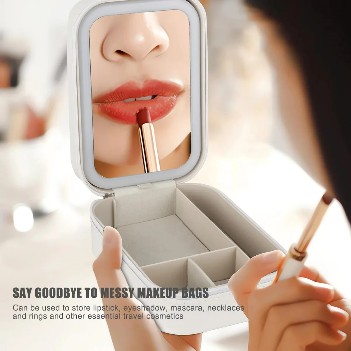 Travel Size LED Mirror & Beauty Makeup organiser Case - Pink — photo 4
