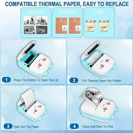 Bluetooth Pocket Mini Printer, For Android & iOS With 1 Free Paper Roll - Pink / No extra rolls — photo 5