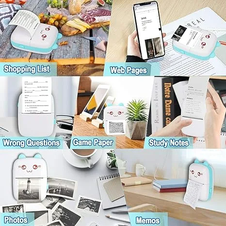 Bluetooth Pocket Mini Printer, For Android & iOS With 1 Free Paper Roll - Pink / Extra 5 stickers roll โ photo 3