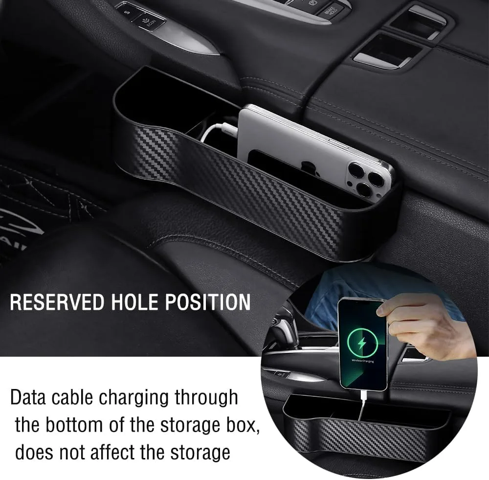 Carbon Fiber Car Seat Organiser with Cup Holder - Brown carbon fiber / Right side — photo 4