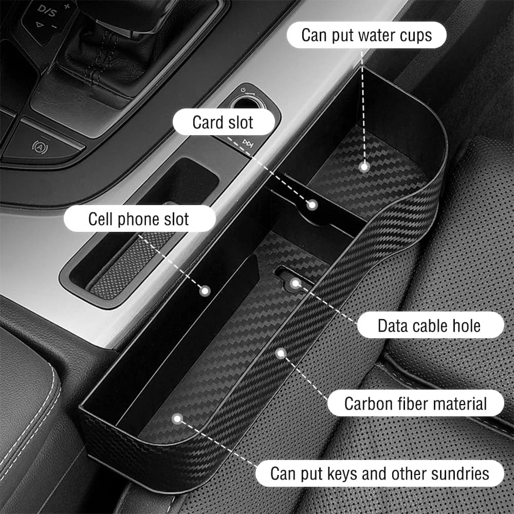 Carbon Fiber Car Seat Organiser with Cup Holder - Brown carbon fiber / Right side — photo 5